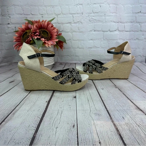 lucky brand mahima wedge platform sandals sz 10 tribal textile straps - Picture 1 of 8